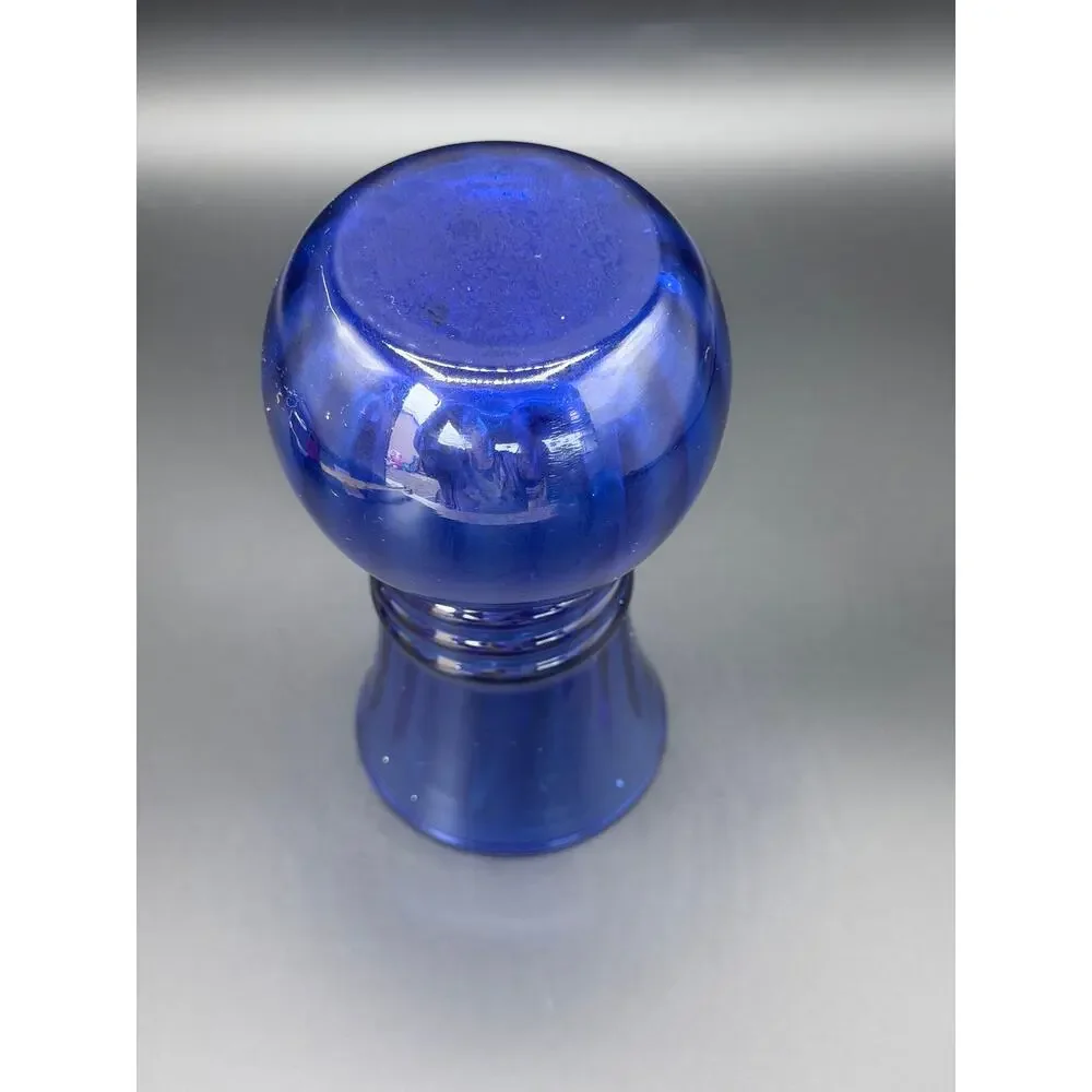 Vintage Indiana Glass Cobalt Blue Swirl Ribbed Ring Bud Vase 6.75 Inch